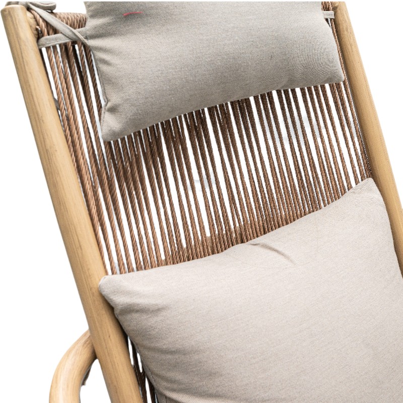Outdoor Aluminum Alloy Recliner Chair, Faux Wood Color Spray Paint, Comfortable Cushions, Suitable for Balcony and Garden