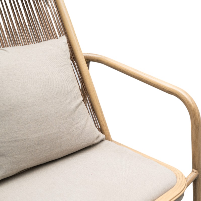 Outdoor Aluminum Alloy Recliner Chair, Faux Wood Color Spray Paint, Comfortable Cushions, Suitable for Balcony and Garden