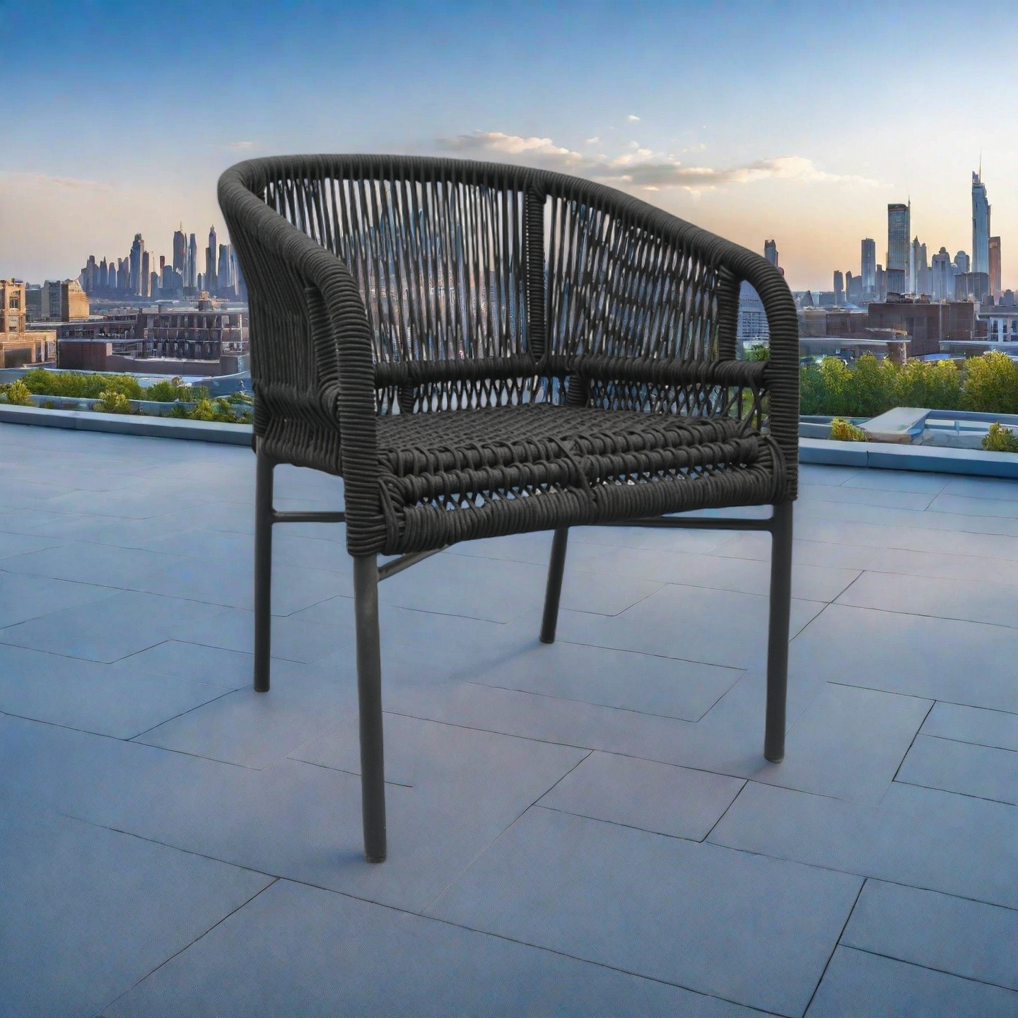 Outdoor Black Rope Patio Chair – Stylish Garden Lounge Seating