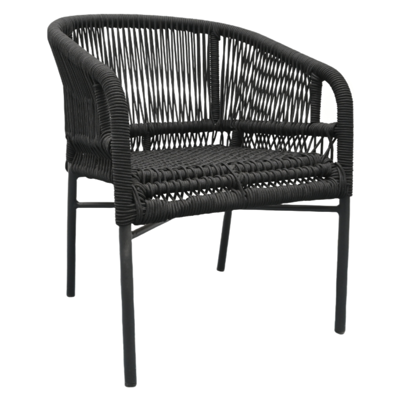 Outdoor Black Rope Patio Chair – Stylish Garden Lounge Seating