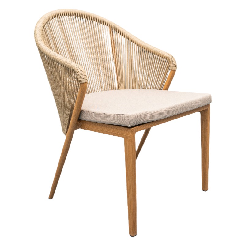 Outdoor Dining Set with Faux Teak Aluminum Table and Chairs | Stylish Patio Furniture