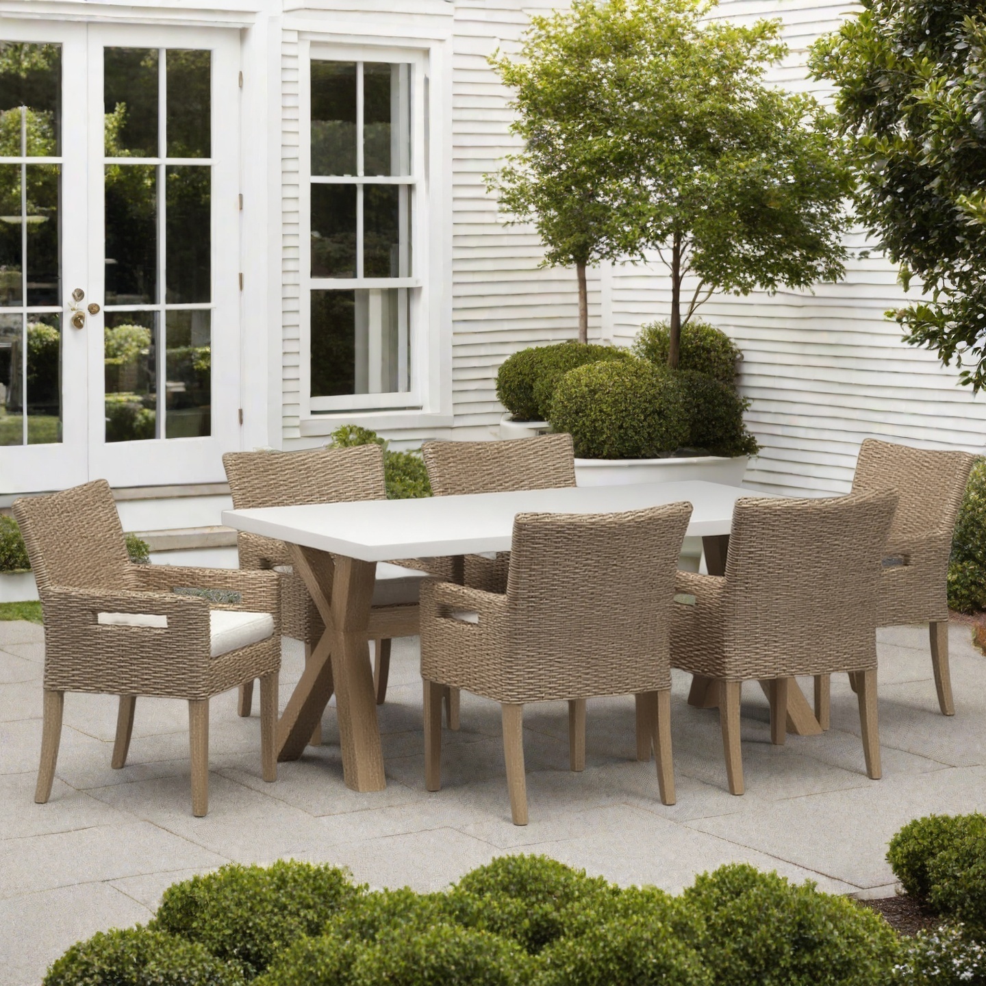 Outdoor PE Rattan Dining Chair with Cush