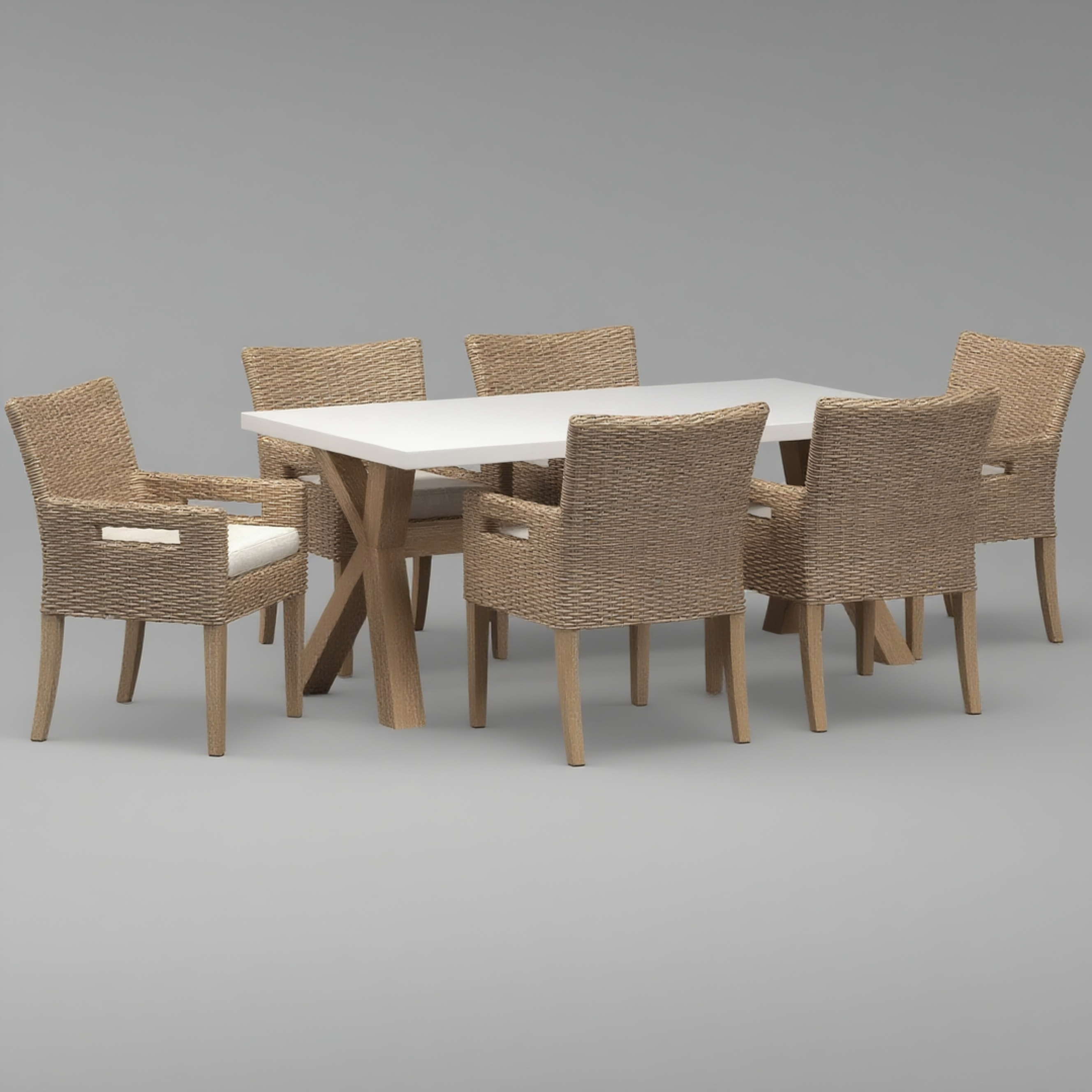 Outdoor PE Rattan Dining Chair with Cushion – Armrest Garden Chair for Patio Set
