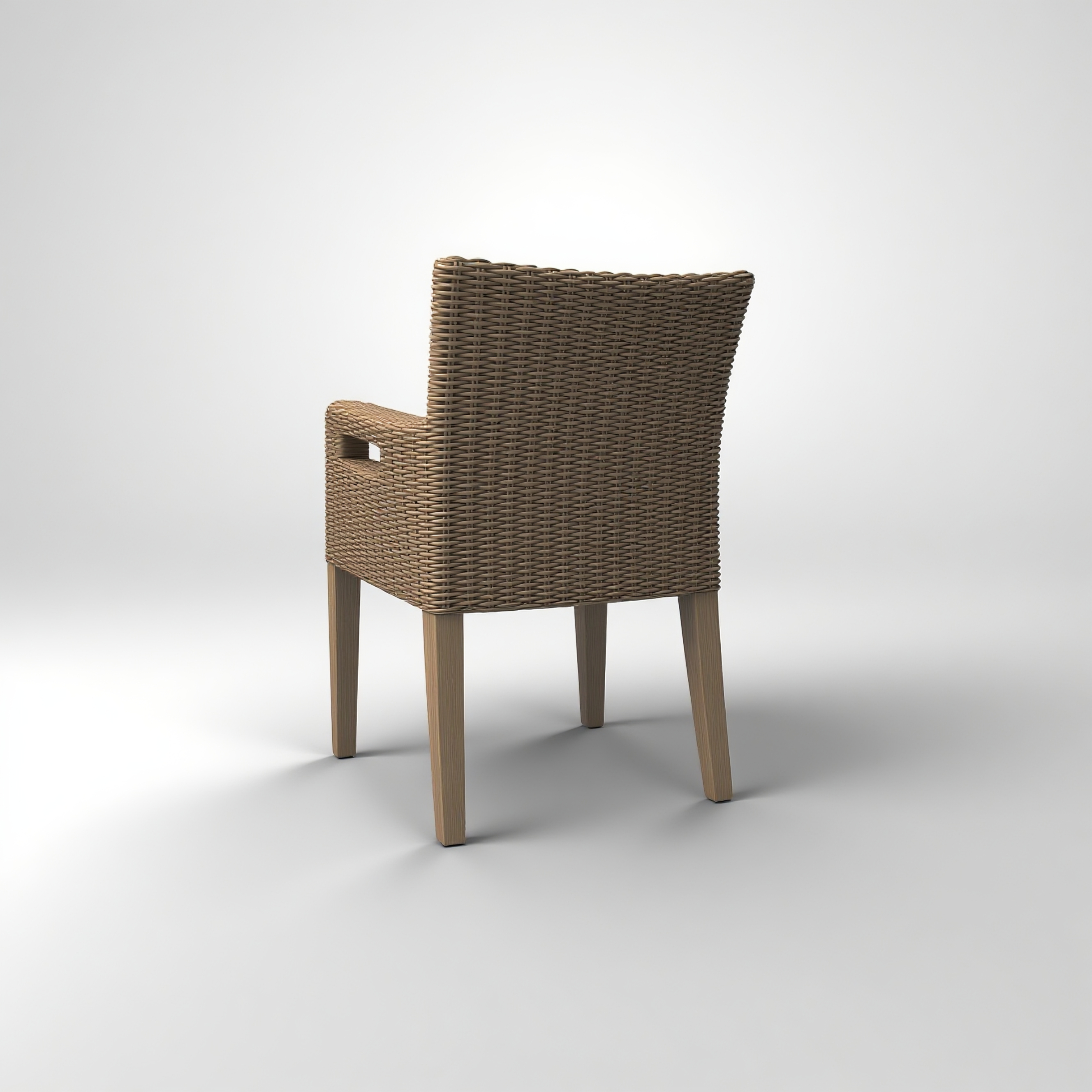 Outdoor PE Rattan Dining Chair with Cushion – Armrest Garden Chair for Patio Set