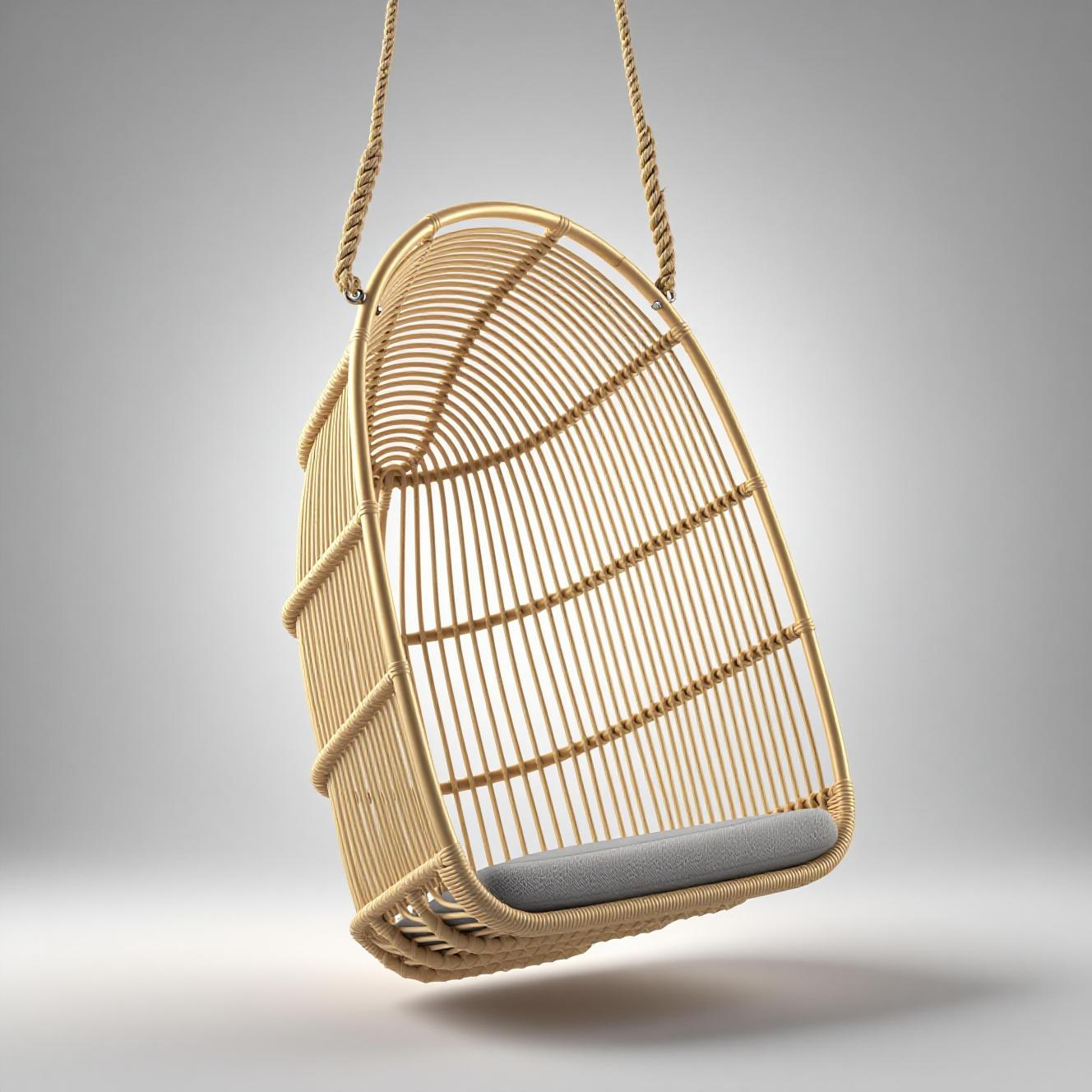 Outdoor PE Rattan Swing Chair, Modern Minimalist Design for Balconies and Gardens