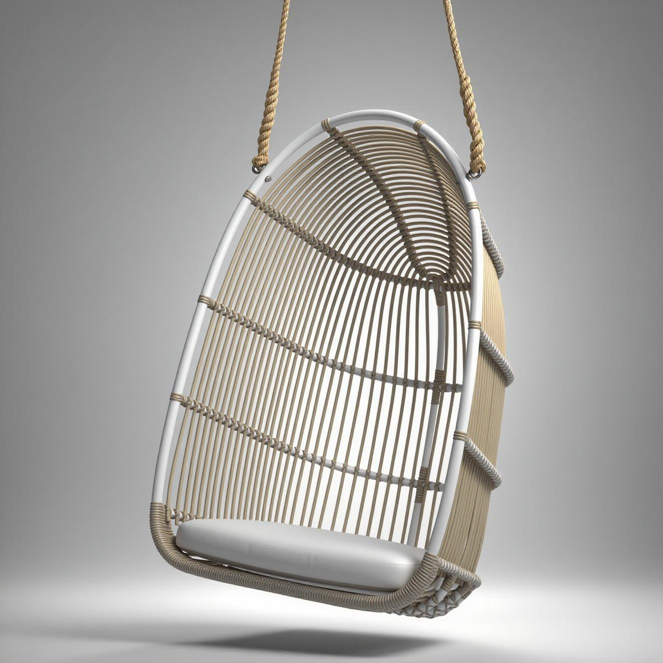 Outdoor PE Rattan Swing Chair, Modern Minimalist Design for Balconies and Gardens