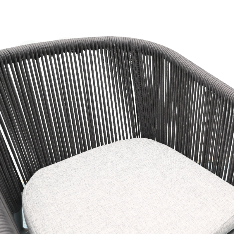 Outdoor Patio Chair with Rope Backrest and Cushioned Seat – Stylish Garden Lounge Chair