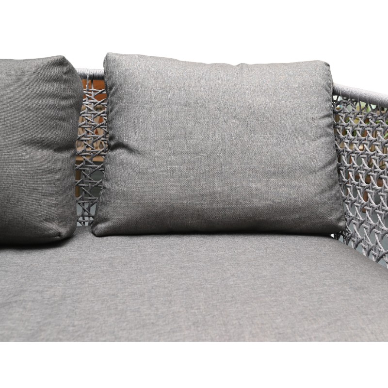 Outdoor Rope Woven Sofa Set with Wooden Coffee Table – 3-Seater Sofa + 2 Armchairs