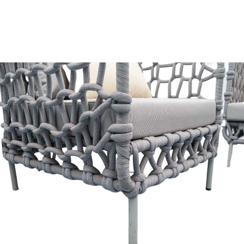 Outdoor Sofa Set with Rope Weave and Aluminum Frame | Stylish Patio Furniture with Cushioned Seats