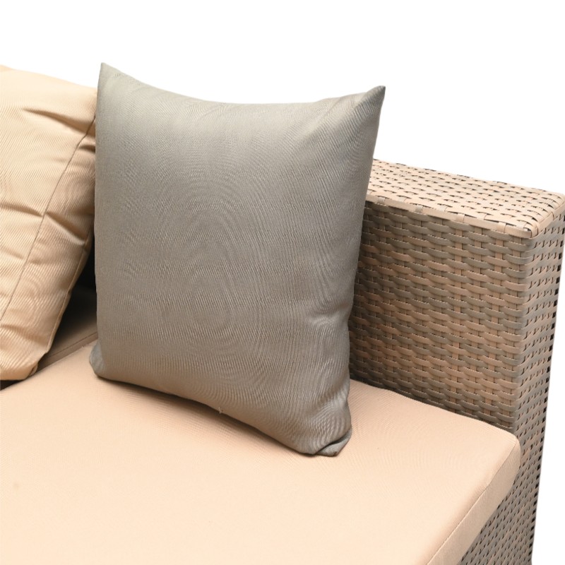 Outdoor Sofa Set with Sunshade Canopy and Cushions – Sectional Sofa + Glass Table