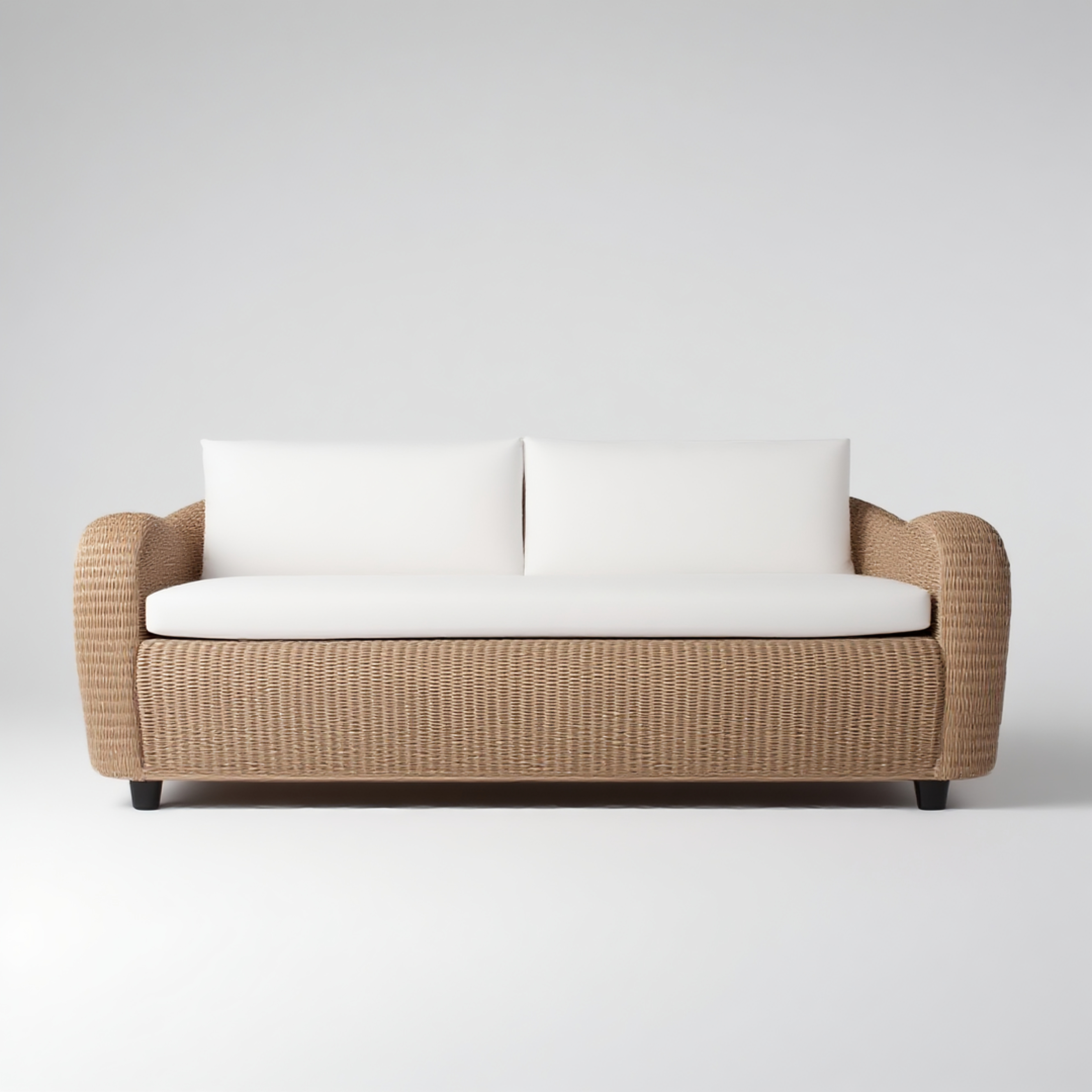 Outdoor Wicker Sofa - 3-Seater Rattan Sofa with Cushions