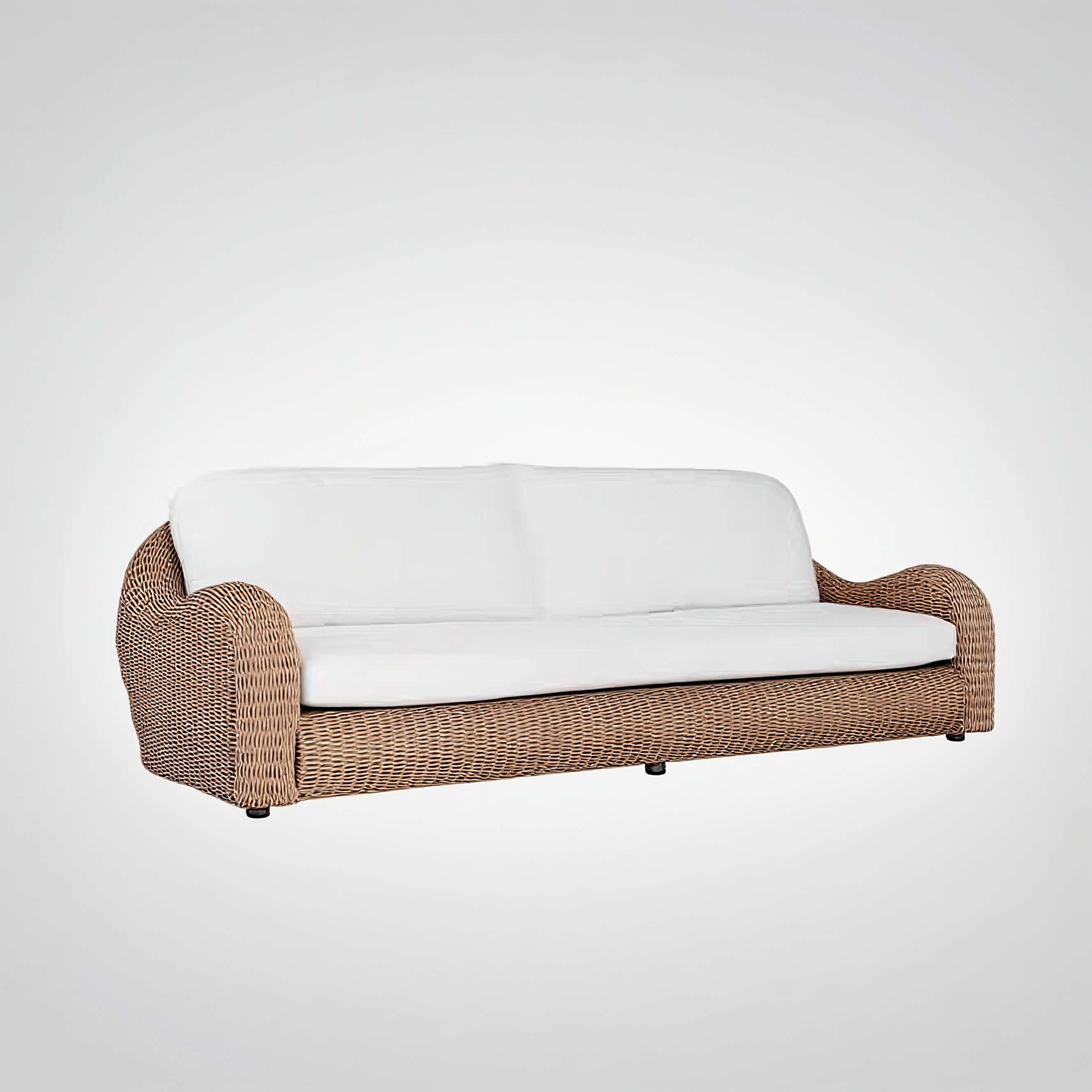 Outdoor Wicker Sofa - 3-Seater Rattan Sofa with Cushions
