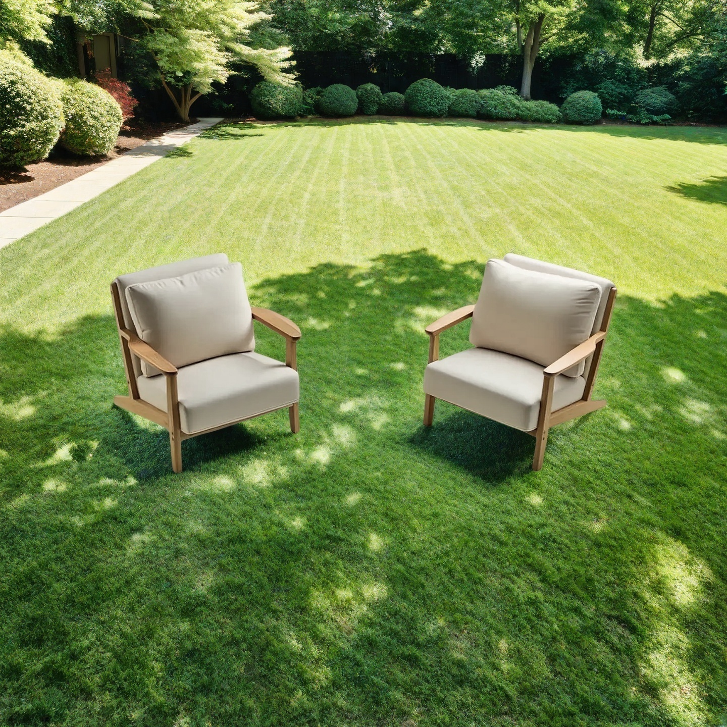Scandinavian Outdoor Armchair Set with O