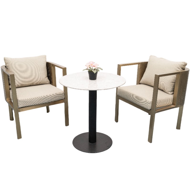 Stainless Steel and Aluminum Outdoor Dining Set | Modern Patio Furniture with Cushioned Chairs
