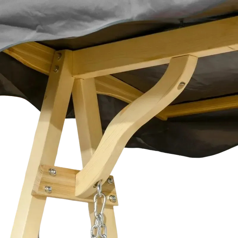 Sunshade Swing Chair with Aluminum Frame and Wooden Finish, Adjustable Canopy for Outdoor Comfort