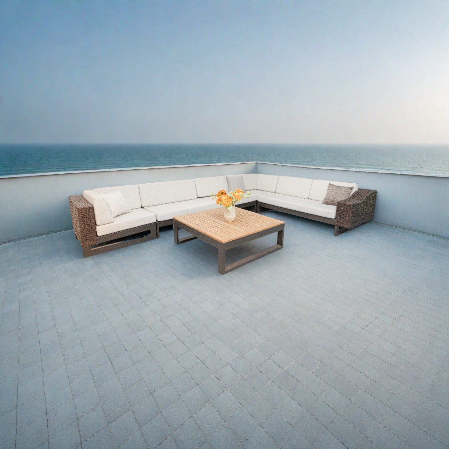 Wicker Rattan Sectional Sofa Set, Comfortable Cushions, Modular Design, Suitable for Patio, Garden, and Balcony