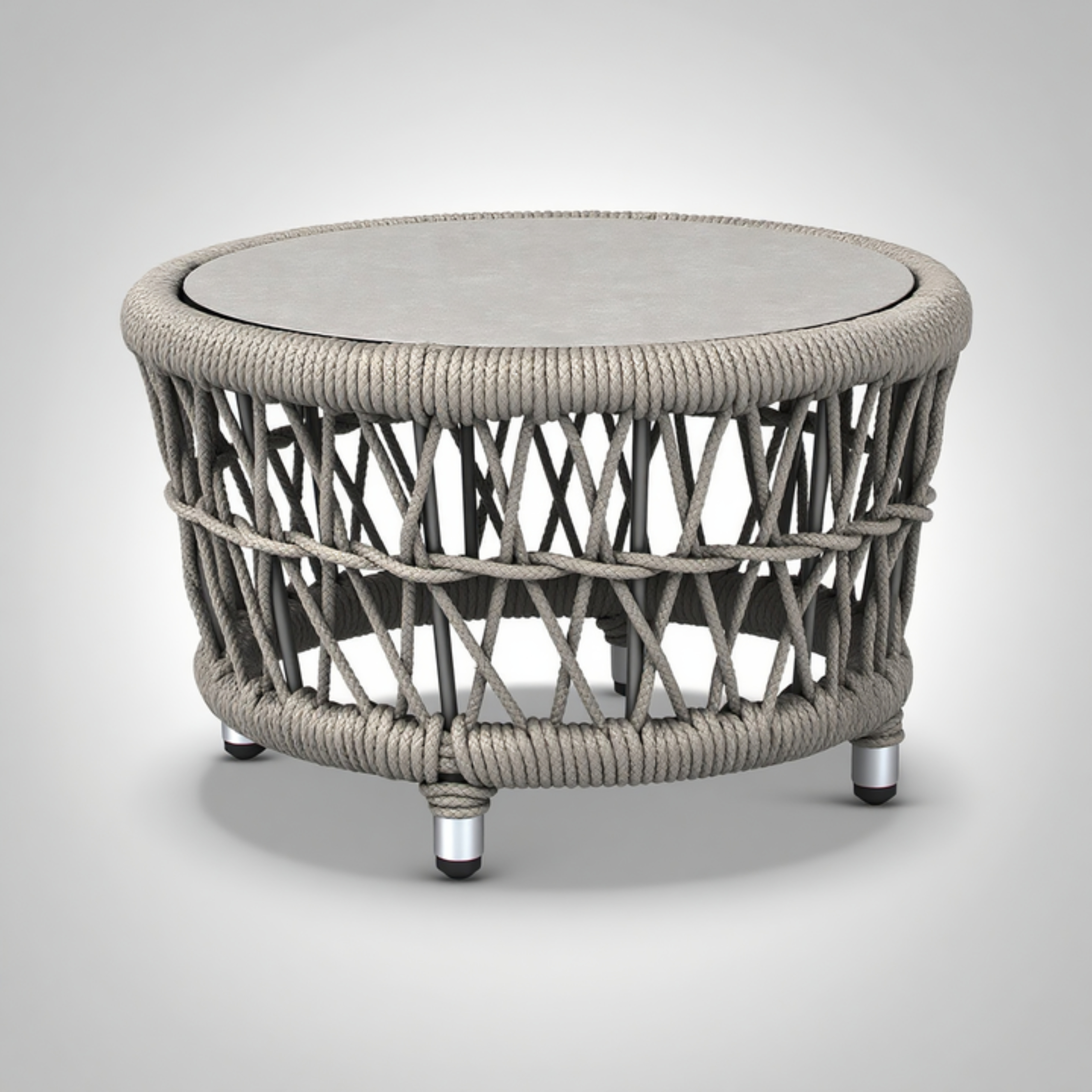 Woven Rope Coffee Table with Olefin Top – 21.5