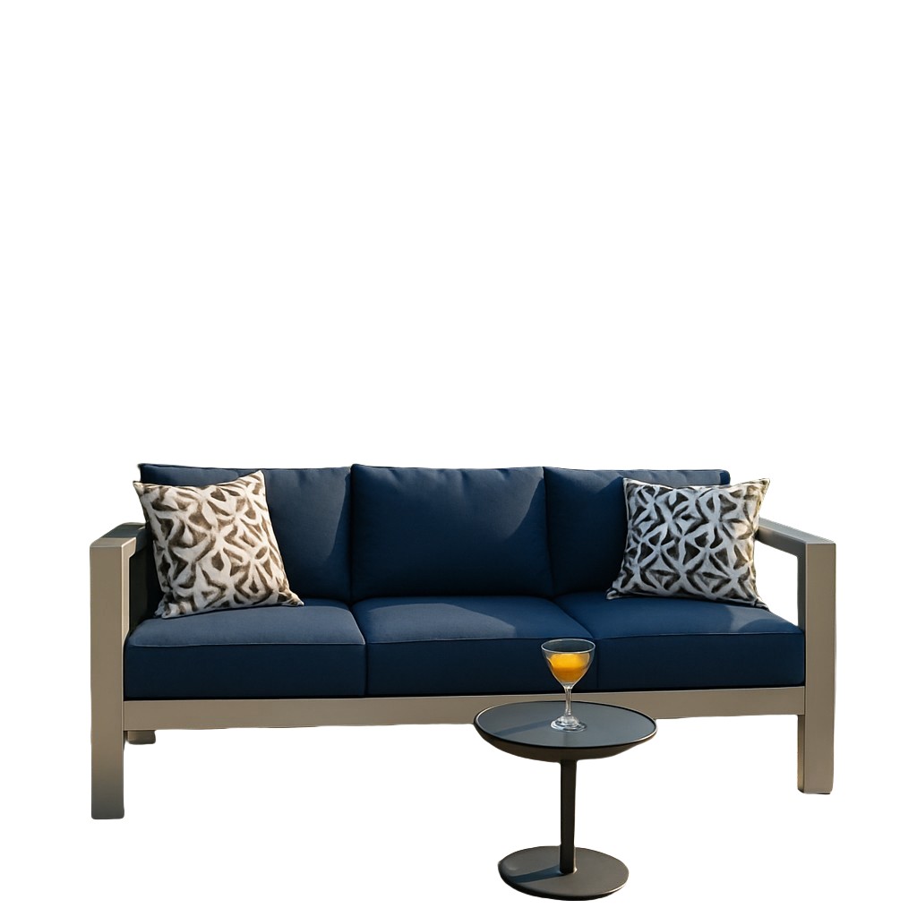Modern Aluminum Frame Outdoor Sofa – 3 Seater with Cushions