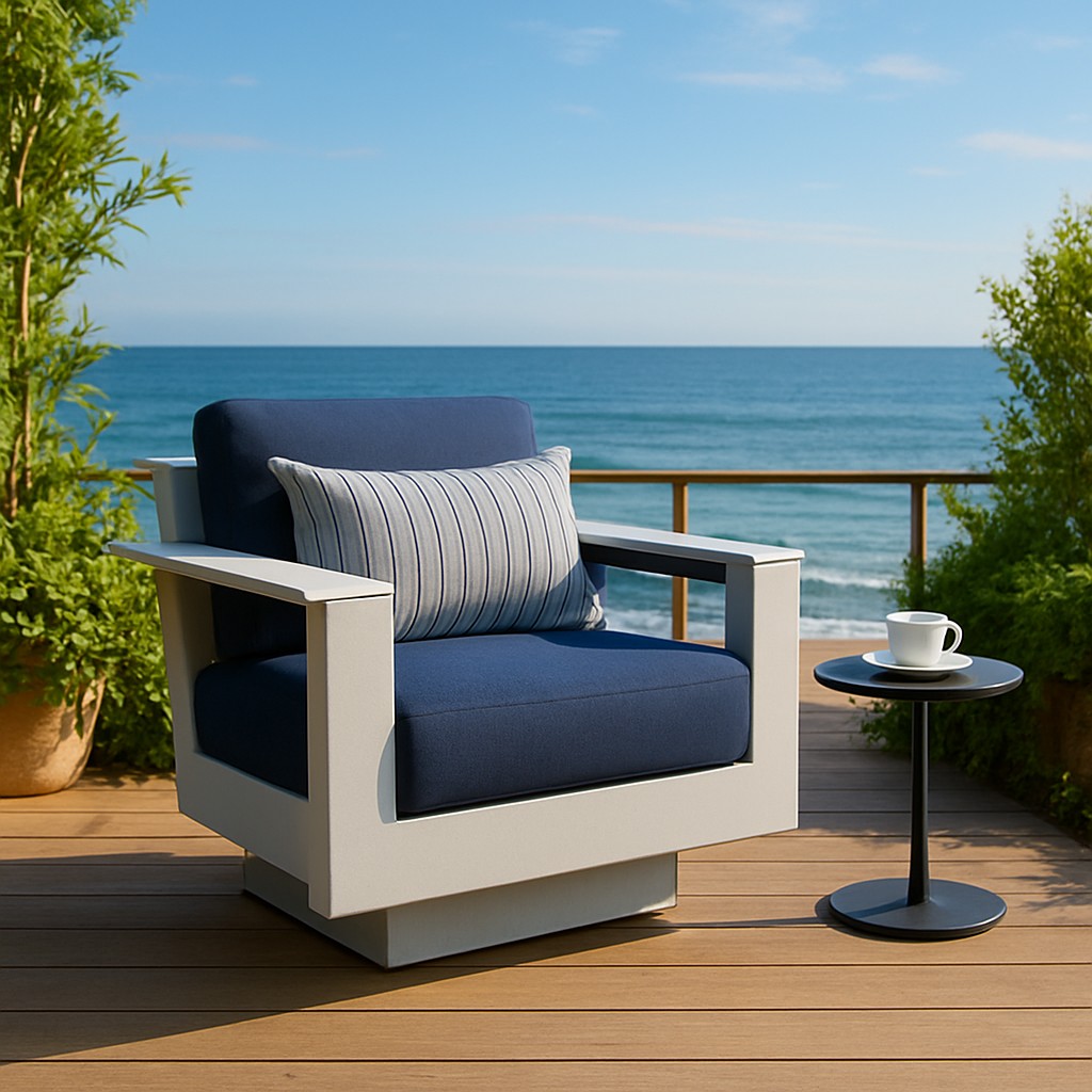 Modern Aluminum Frame Outdoor Single Sofa with Cushions
