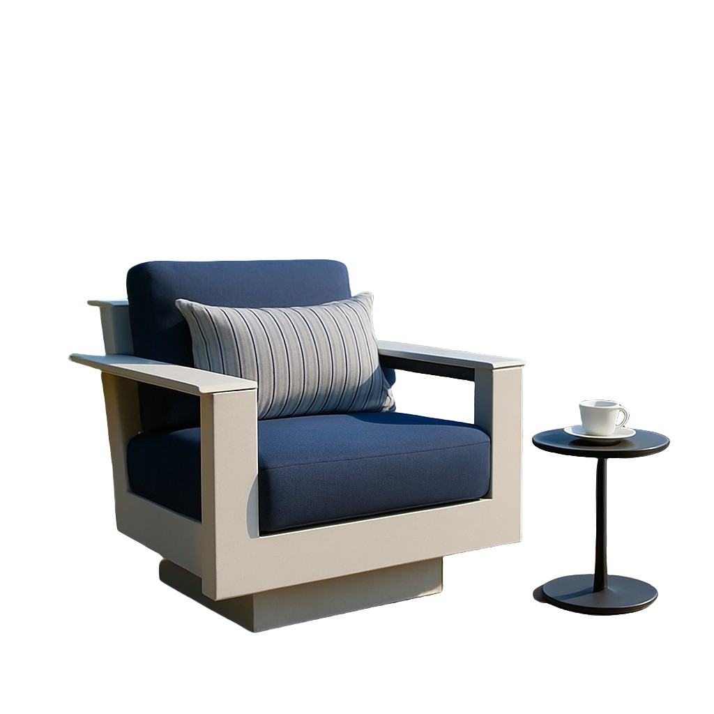 Modern Aluminum Frame Outdoor Single Sofa with Cushions