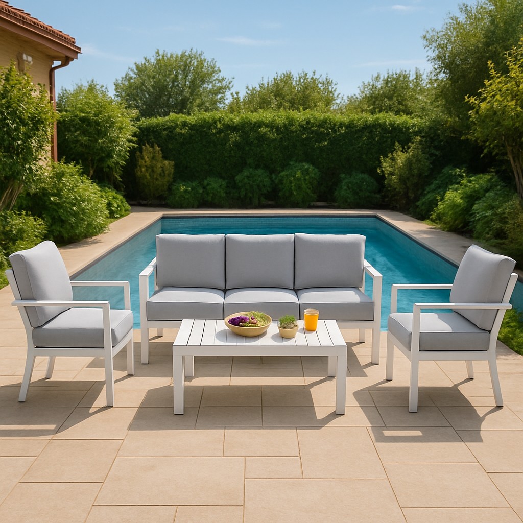 Modern Aluminum Frame Outdoor Sofa Set – 4 Piece Patio Lounge Set