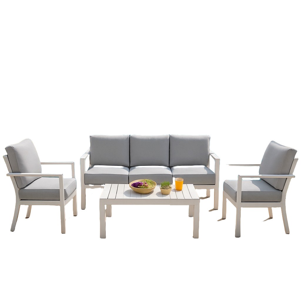 Modern Aluminum Frame Outdoor Sofa Set – 4 Piece Patio Lounge Set