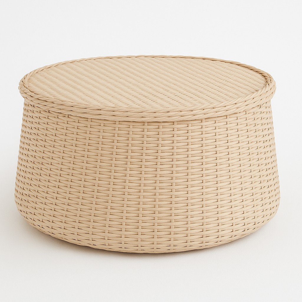 Modern Rattan Coffee Table with Hidden Storage, Indoor Outdoor Woven Table
