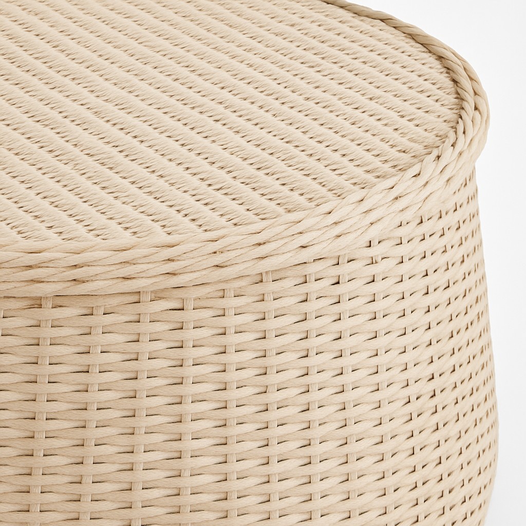 Modern Rattan Coffee Table with Hidden Storage, Indoor Outdoor Woven Table