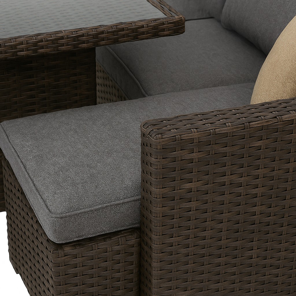Outdoor Rattan Sofa Set with Cushions, 6-Piece Sectional Sofa for Patio, Garden, or Balcony