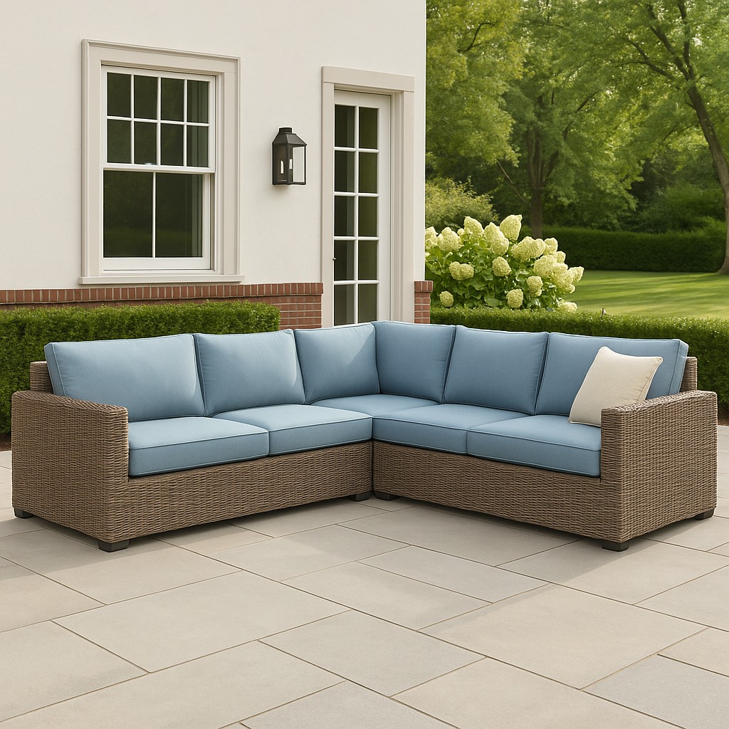 Outdoor Rattan Corner Sofa Set with Cushions, L-Shaped Sectional for Patio, Garden, or Balcony