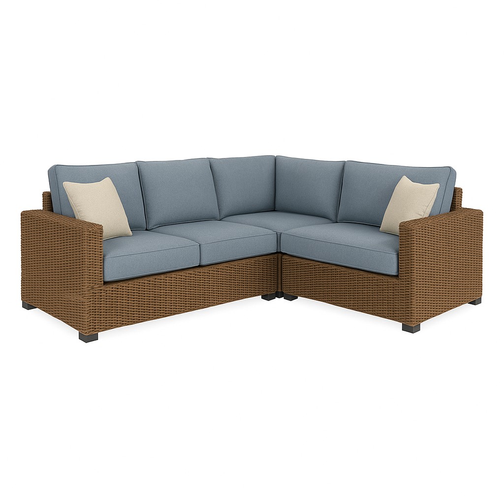 Outdoor Rattan Corner Sofa Set with Cushions, L-Shaped Sectional for Patio, Garden, or Balcony