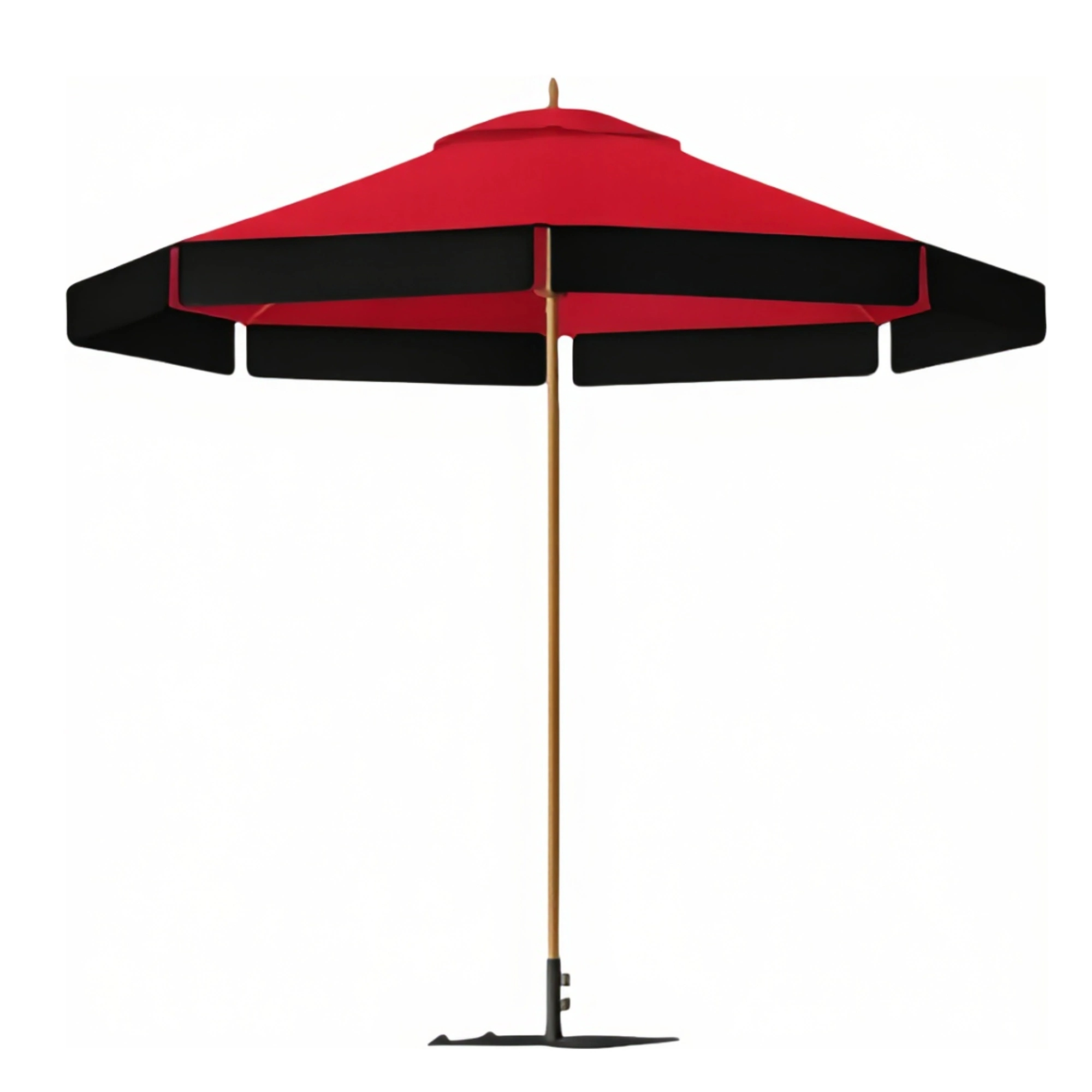 Large Outdoor Patio Umbrella with Wooden Pole and Double-Layer Canopy