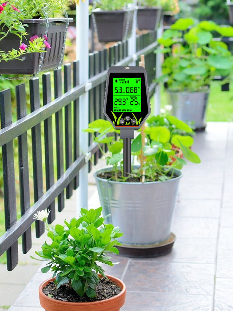 Digital 6-in-1 Multifunction Soil pH and EC Tester for Organic Farming and Gardening