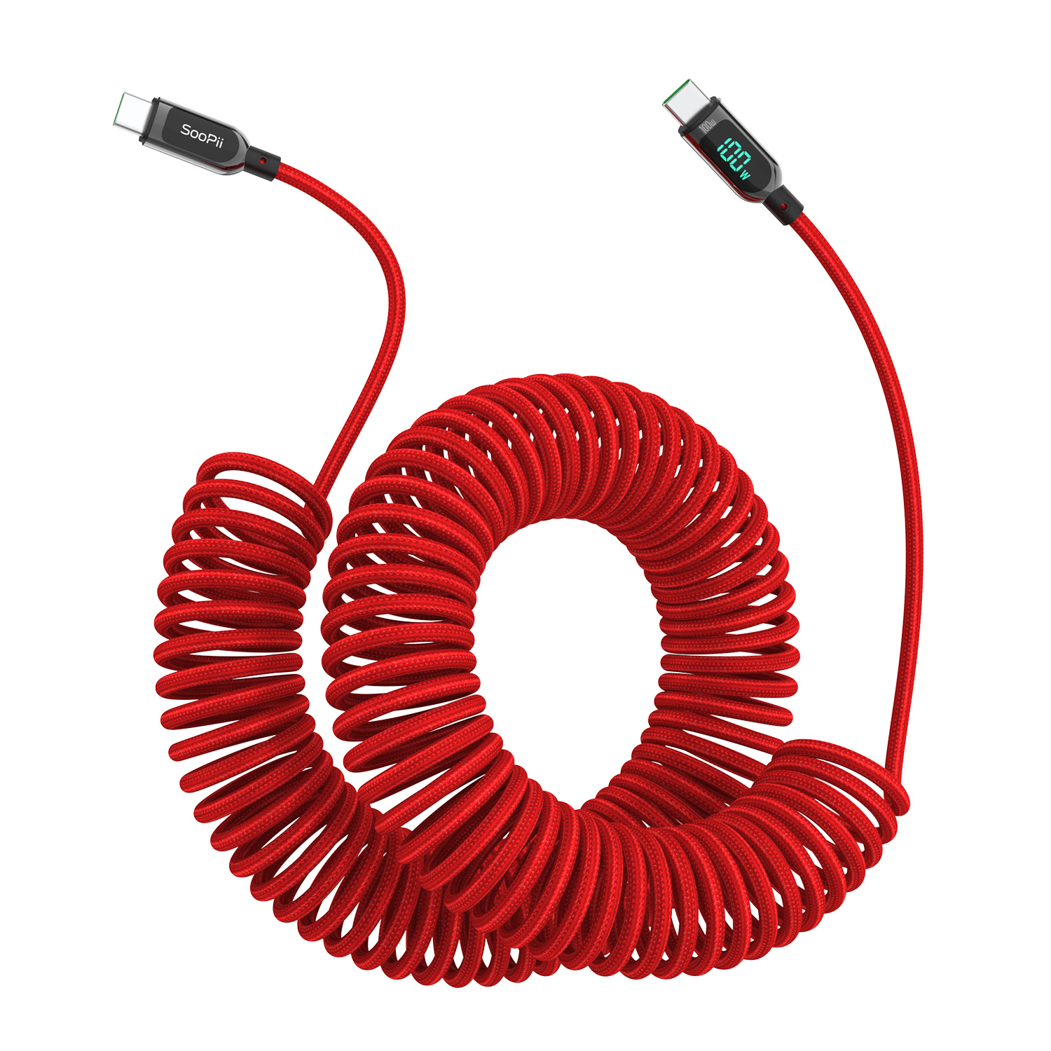 S10CC-S Red USB C to USB C Charging Cable with real-time Display