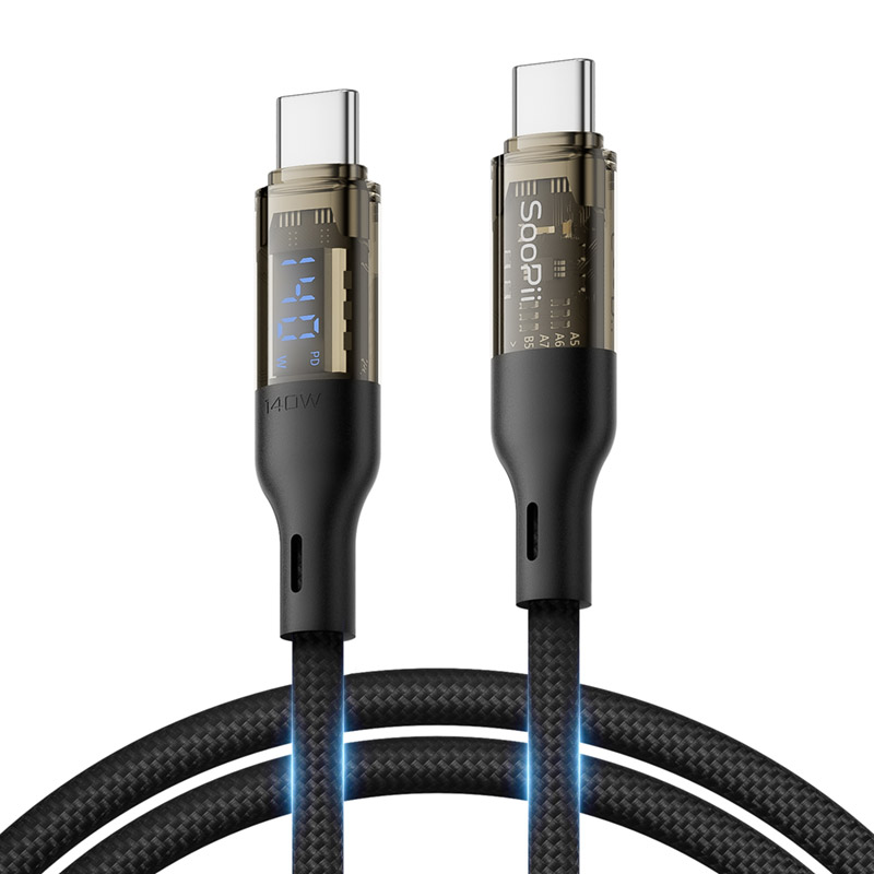 S45 Black 140W USB C to USB C Charging Cable with LED Display