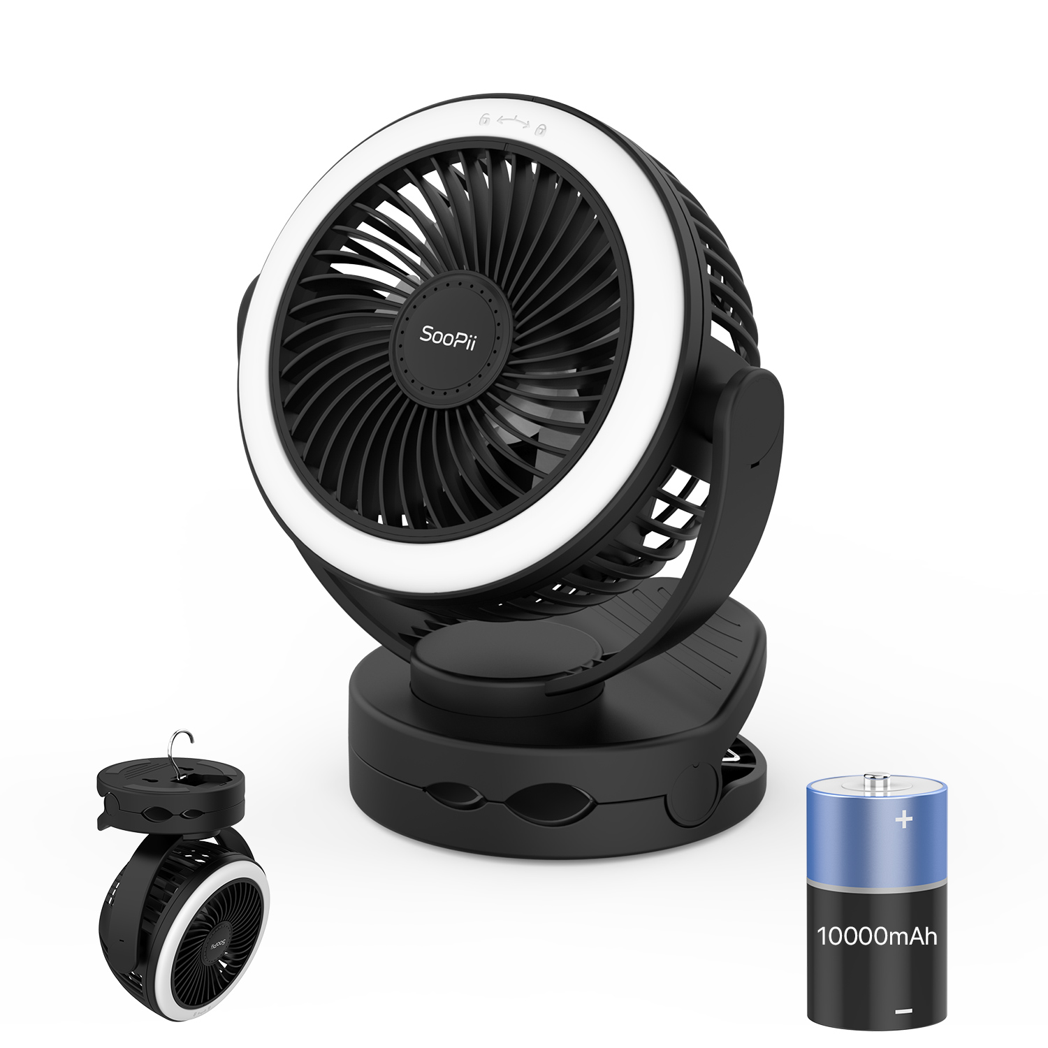 F2 5 Inch Strong Power Desk Clip Fans With 10000mAh Battery