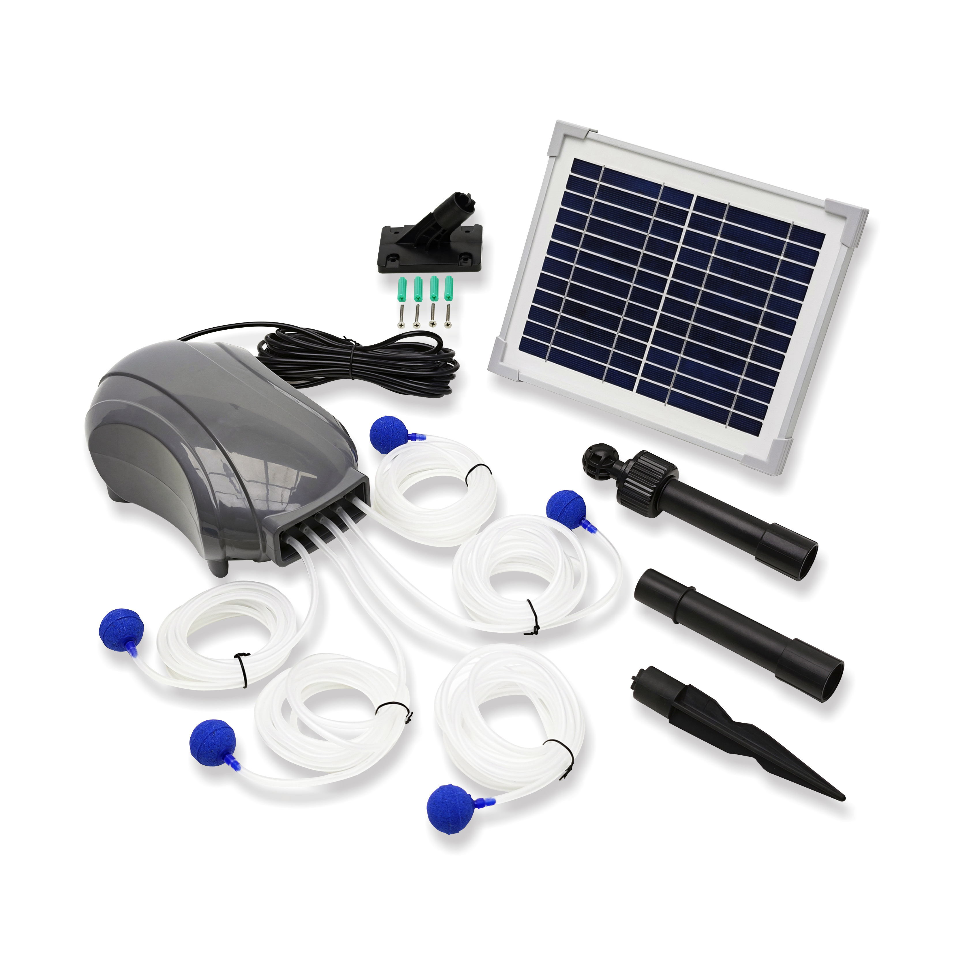 10LPM and 250mmHg Pressure Five Head Solar Air Pump with Brushless Motor for Pond Oxygenation_SAP5-10