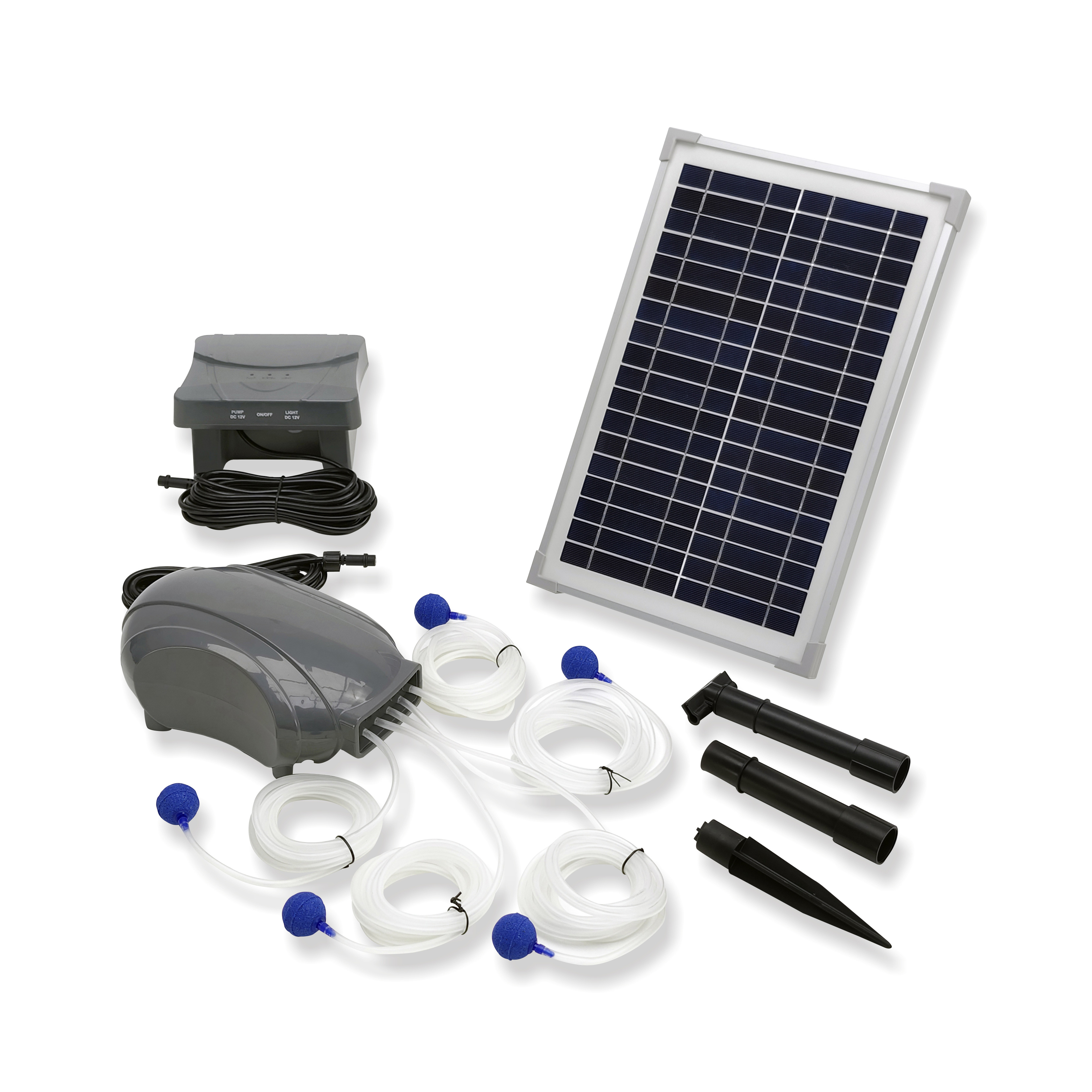 10LPM and 250mmHg Pressure Five Head Solar Battery Air Pump with Brushless Motor for Pond Oxygenation_SAPB12-10