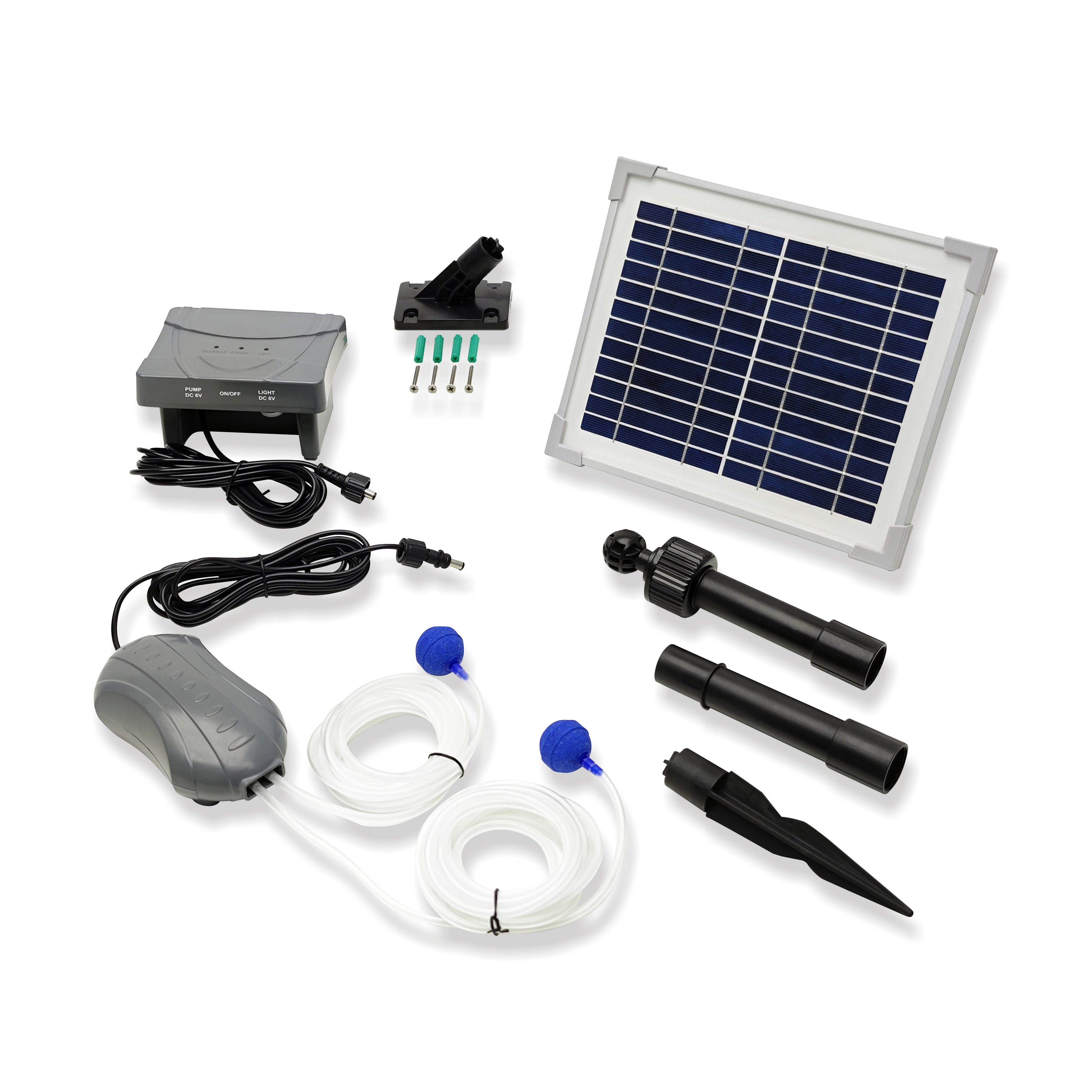 3LPM and 500mmHg Pressure Two Head Solar Battery Air Pump with Brushless Motor for Pond Oxygenation_SAPB6-3