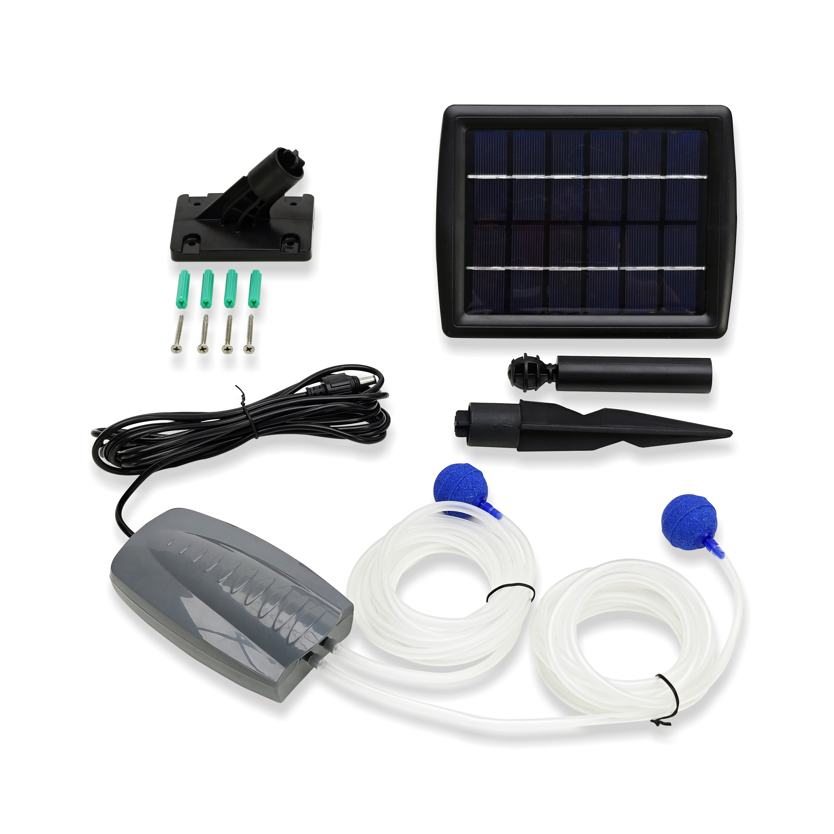 3LPM and 500mmHg Pressure Two Head Solar Air Pump with Brush Motor for Pond Oxygenation SMAP2-3