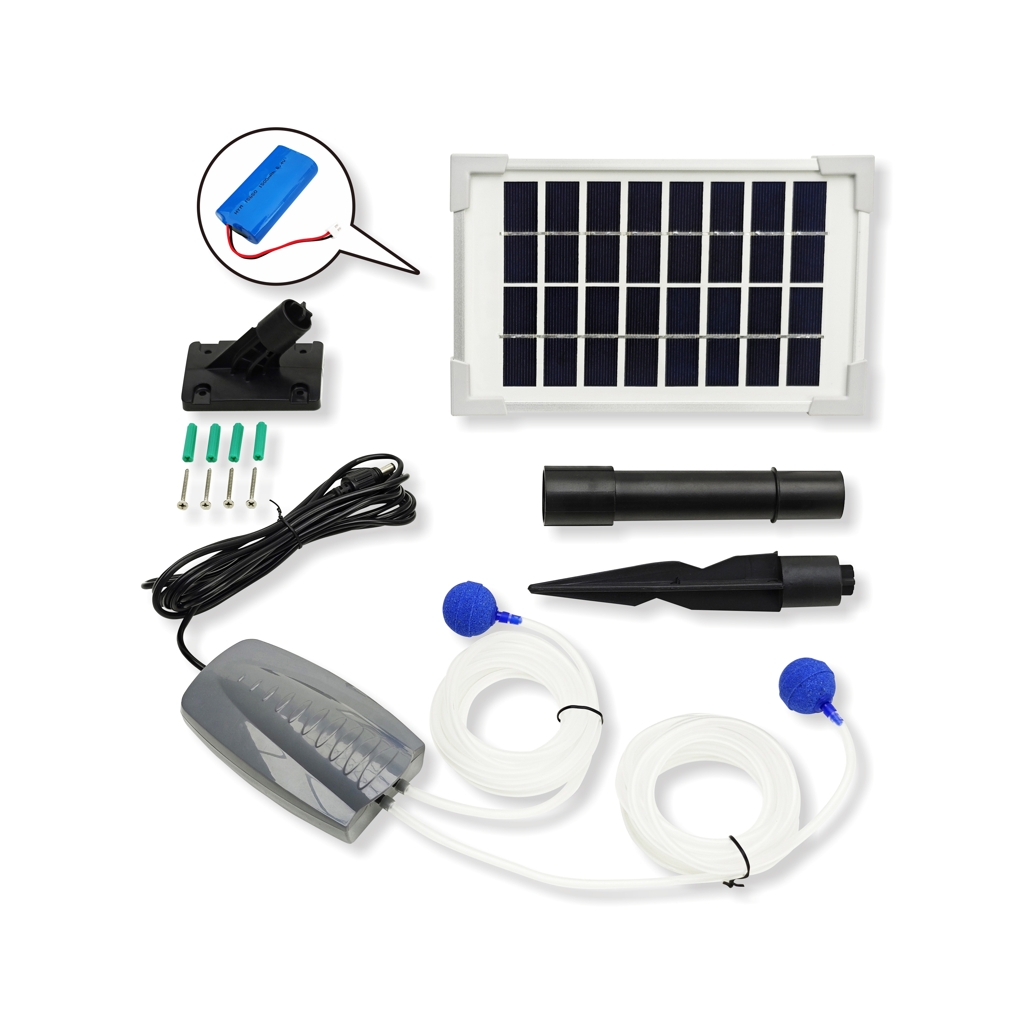 3LPM and 500mmHg Pressure Solar Battery Air Pump with Brush Motor for Pond Oxygenation SMAPB3-3