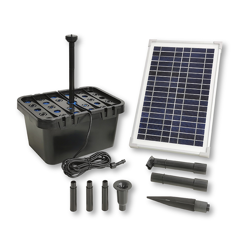 700LPH Flow 1.6M Head D-type Solar Dry Run Protected Fountain Pump with Filter Box_SP12-401209D-F