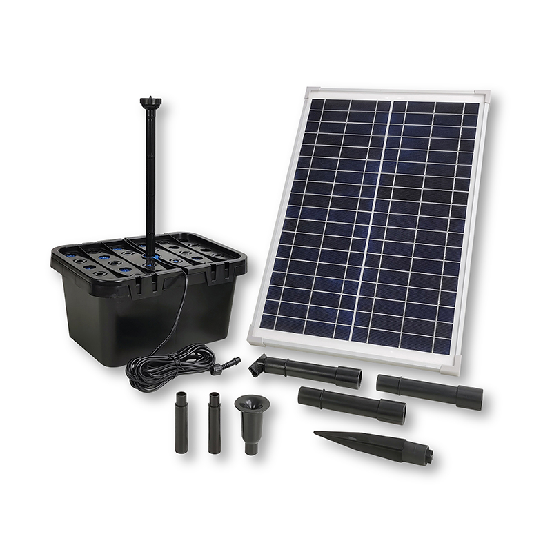 1400LPH Flow 2.1M Head D-type Solar Dry Run Protected Fountain Pump with Filter Box_SP25-501210D-F