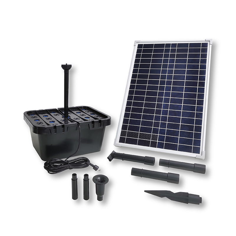 1360LPH Flow 1.8M Head E-type Solar Dry Run Protected Fountain Pump with Filter Box_SP25-501218E-F