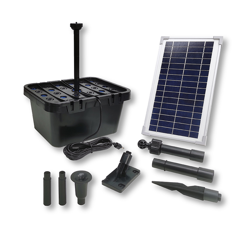 500LPH Flow 1.25M Head E-type Solar Dry Run Protected Fountain Pump with Filter Box_SP8-360608E-F