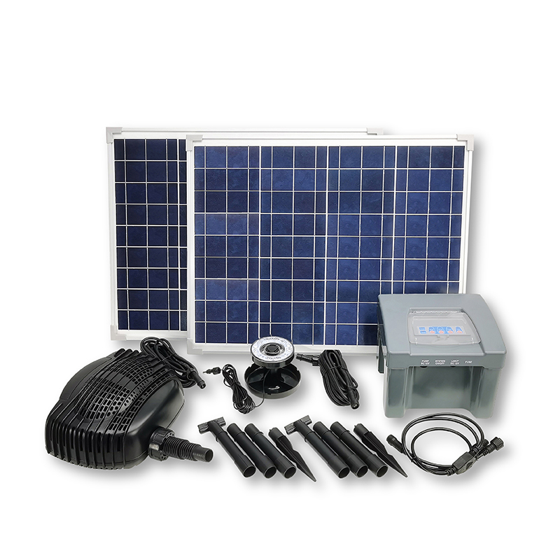 4150LPH Flow 1.8M Head D-type Solar Dry Run Protected Battery Pond Pump with LED_SPBL100-801830D