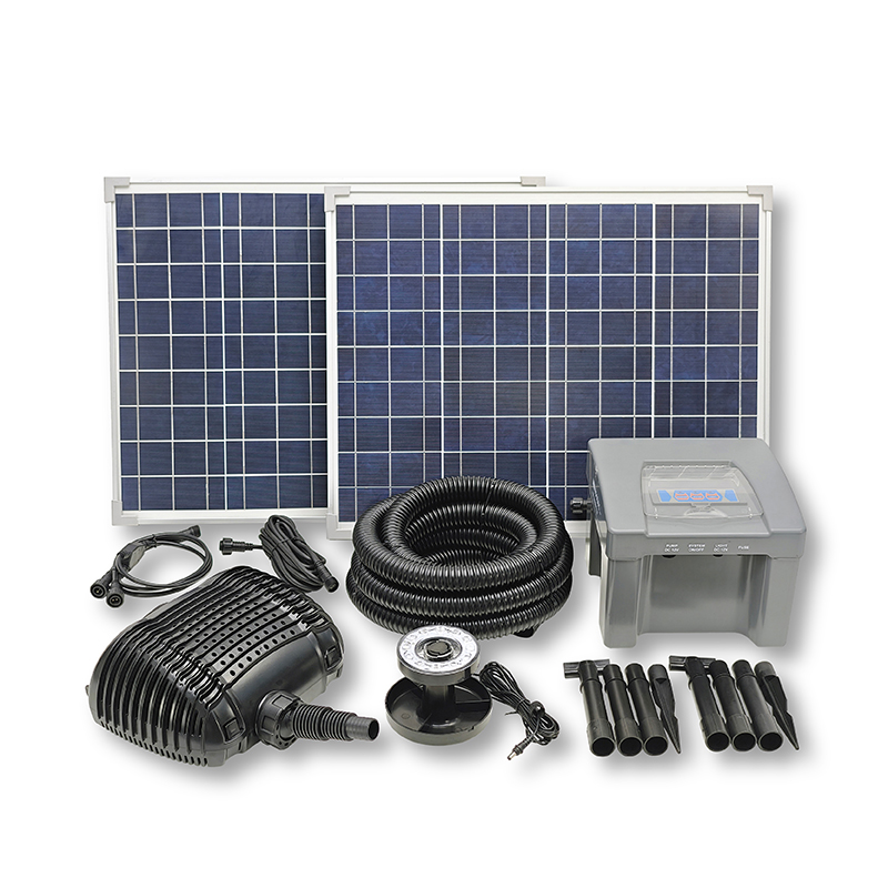 4150LPH Flow 1.8M Head E-type Solar Dry Run Protected Battery Pond Pump with LED_SPBL100-801830E