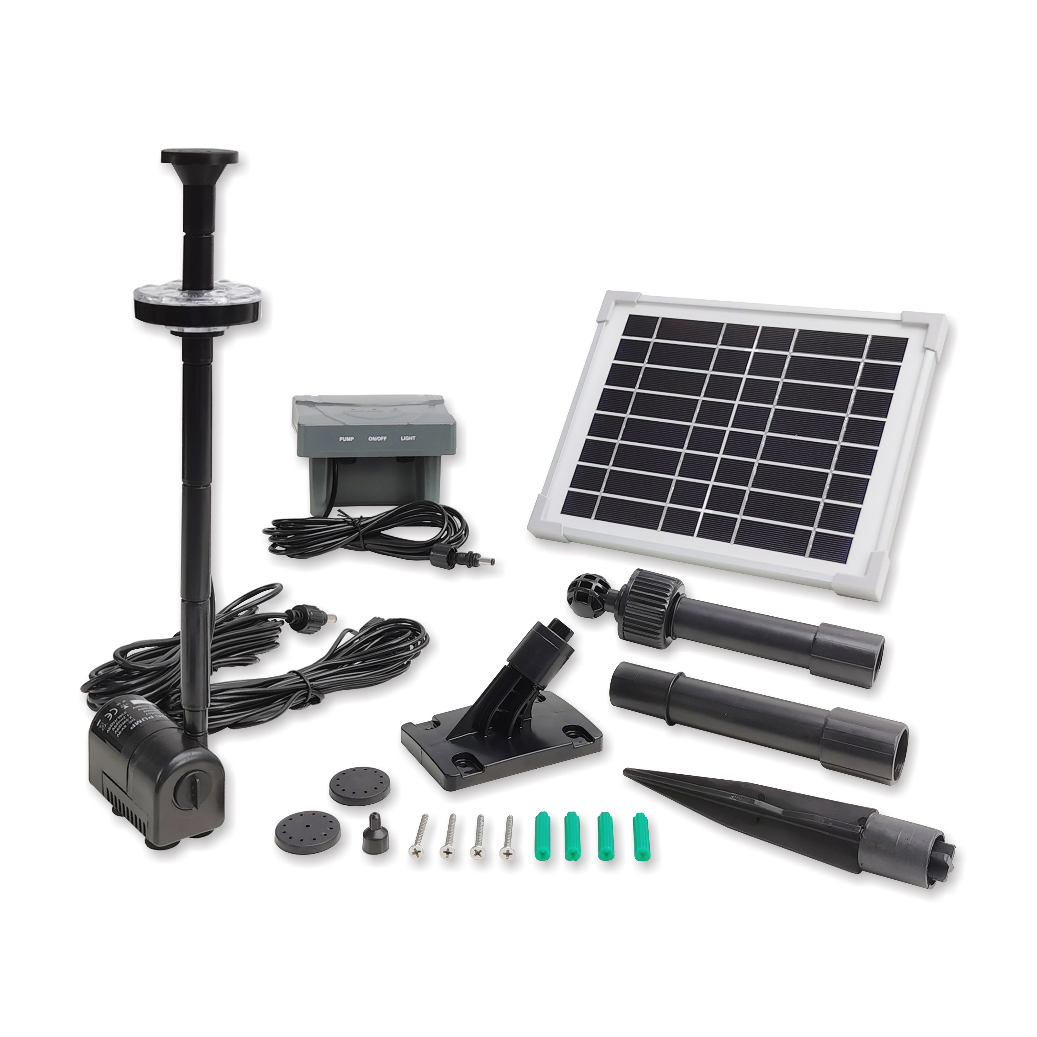 220LPH Flow 0.75M Head Solar Battery Fountain Pump with Fountain LED_SPBL6-320607