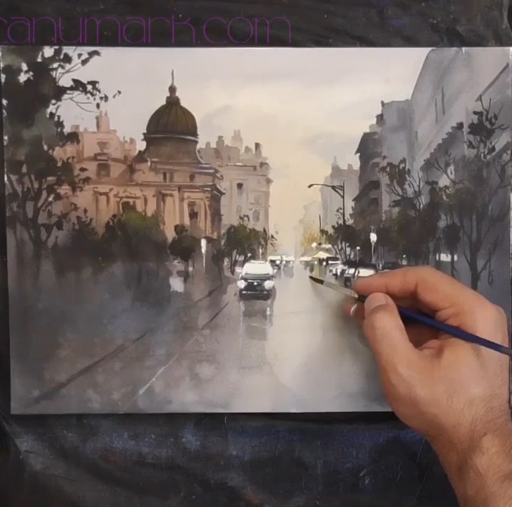 水彩技法-风景写生之三 如何快速绘制城市街景