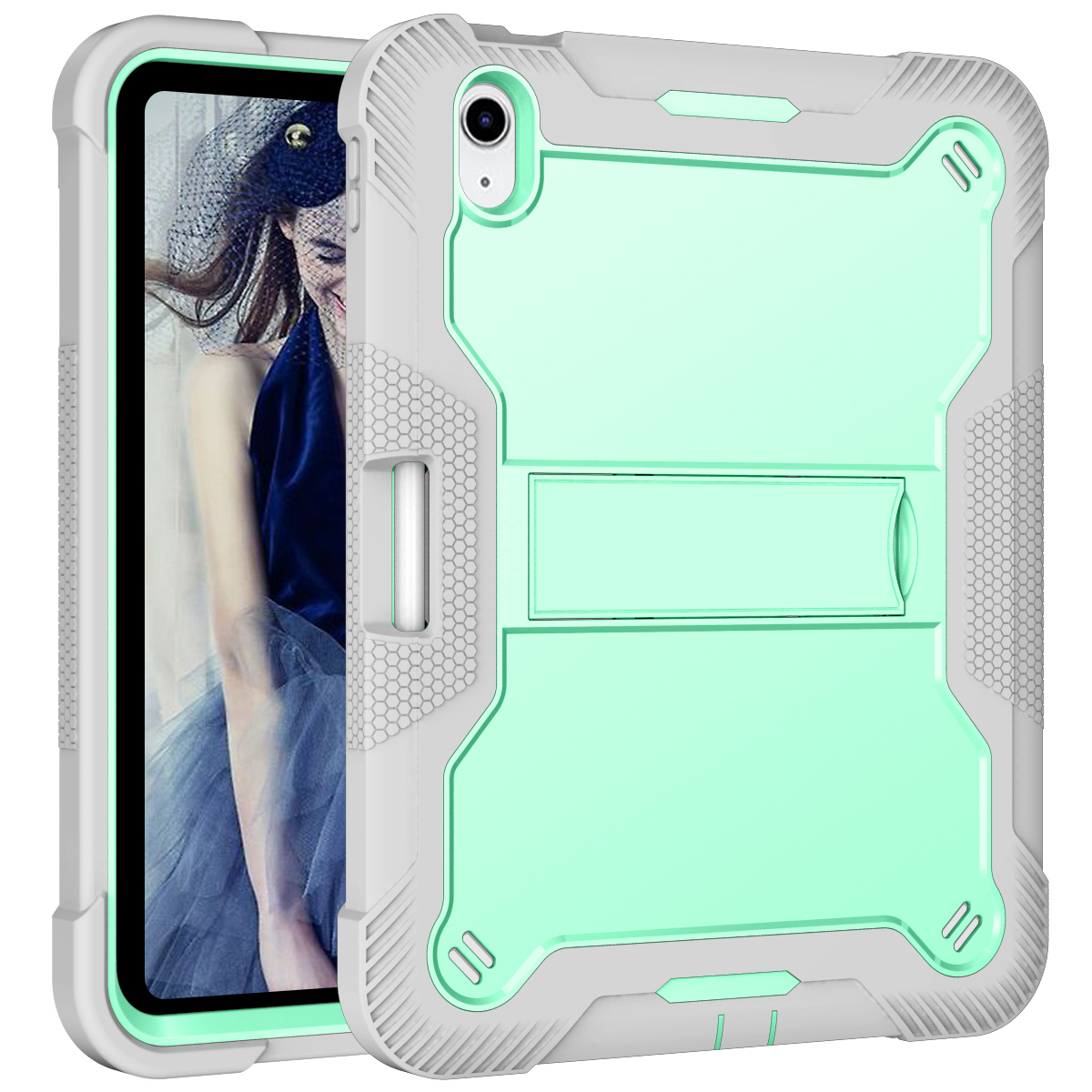 Silicone A series Apple iPad Mint green + gray